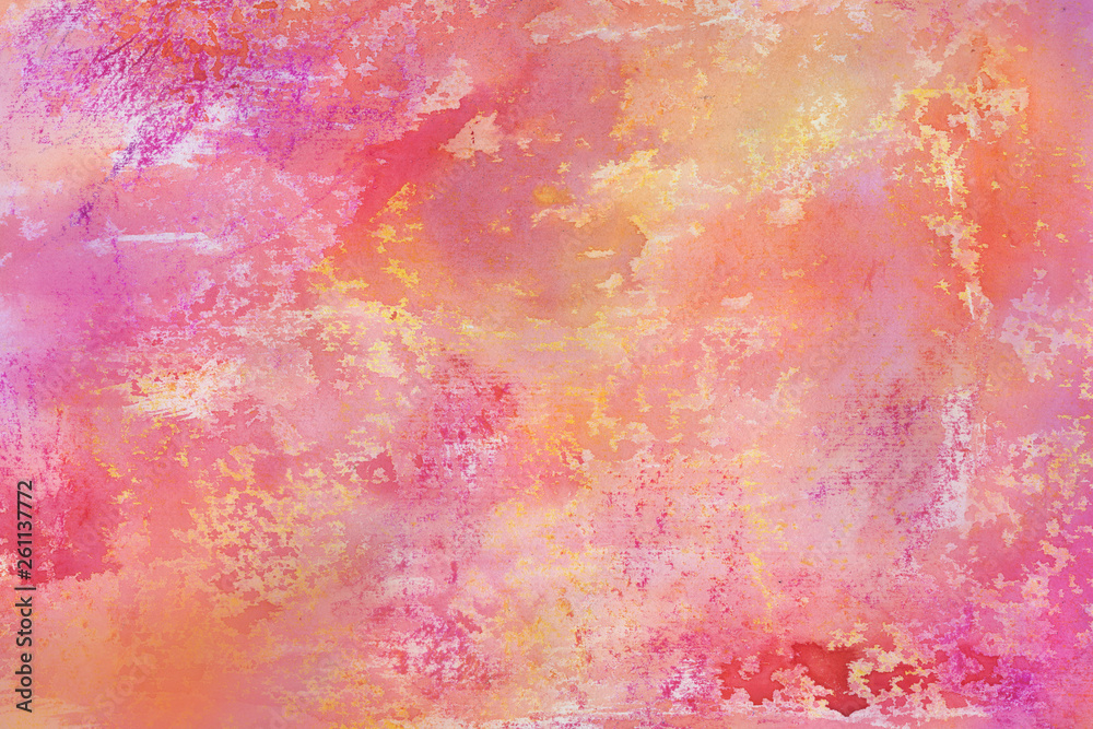 Bright colorful watercolor paper textures on white background. Chaotic abstract organic design.