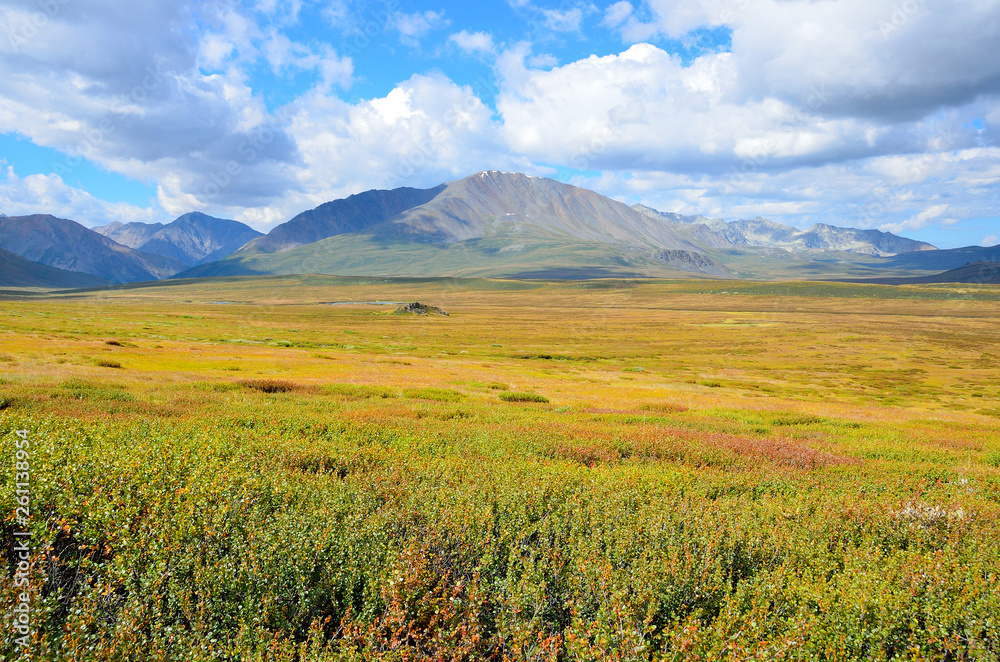 Russia, Republic of Altai, plateau Yoshtykyol in cloudy day Russia, Republic of Altai, plateau Yoshtykyol in cloudy day