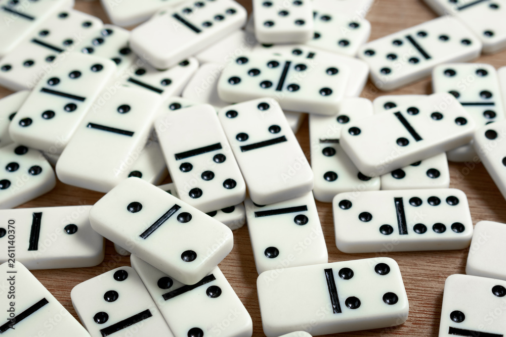 Domino chips with wooden background Domino chips with wooden background