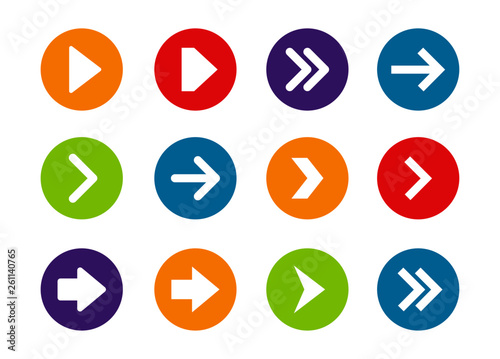 colorful arrows icons set Isolated on white background. vector illustration.