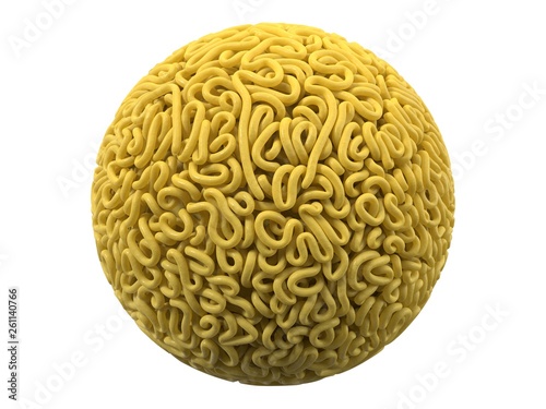 noodle in shape of ball. curly spaghetti for cooking. 3d illustration