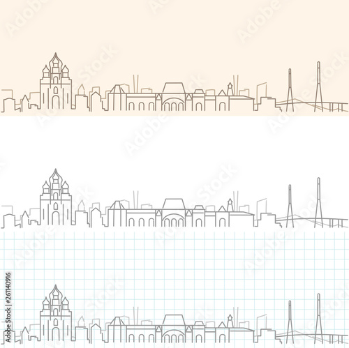 Vladivostok Hand Drawn Skyline