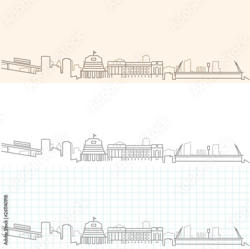Wellington Hand Drawn Skyline