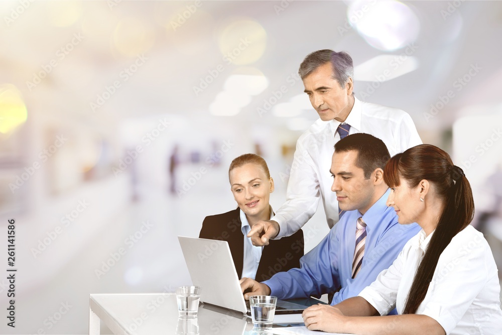 Successful business team working on background Successful business team working on background
