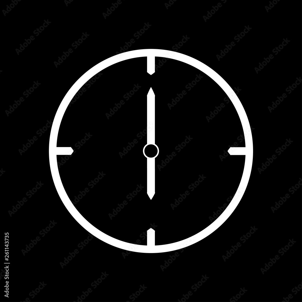White thin line clock icon (6 o'clock) - vector illustration White thin line clock icon (6 o'clock) - vector illustration