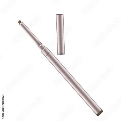 Eyeliner 3d template pencil. Make up realistic pen. Liner. Crayon. Cosmetic Makeup Metal Eyeliner Pencils.