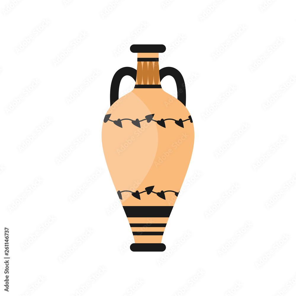 Ancient greek ceramic vase, handle design with old ornament