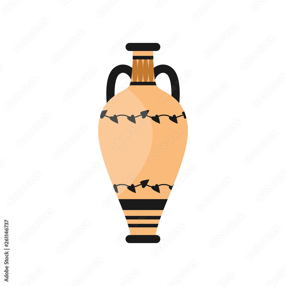 Ancient greek ceramic vase, handle design with old ornament Ancient greek ceramic vase, handle design with old ornament