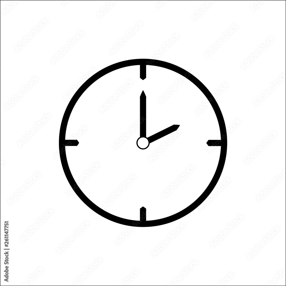 Black thin line clock icon (2 o'clock) - vector illustration Black thin line clock icon (2 o'clock) - vector illustration