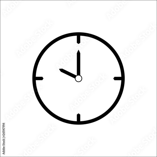 Black thin line clock icon (10 o'clock) - vector illustration