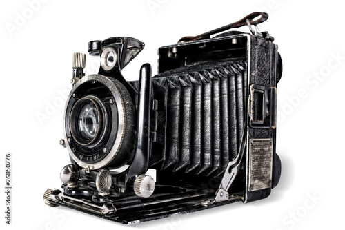 Old camera on white background, isolated.