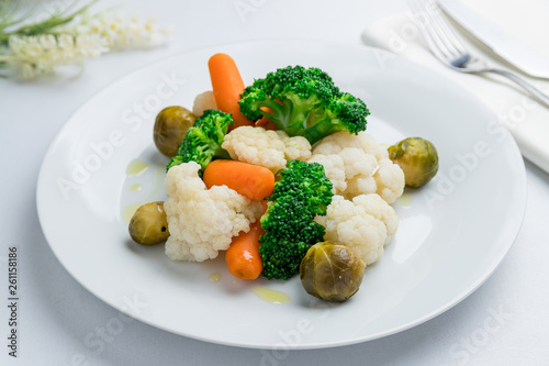 steamed vegetables on a plate