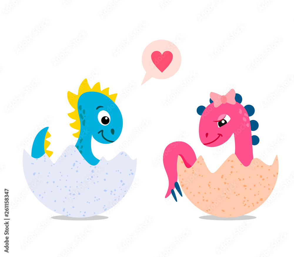 Cute cartoon dinosaurs in the eggs, kids dinosaurs. Vector illustration on white background. Cute cartoon dinosaurs in the eggs, kids dinosaurs. Vector illustration on white background.