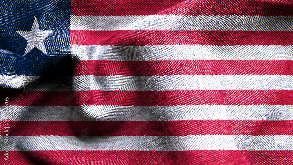 Obraz premium High resolution Liberia flag flowing with texture fabric detail