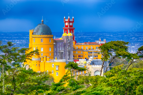World Heritage Travel Destinations. Ancient Pena Palace of King Family in Sintra, Portugal.
