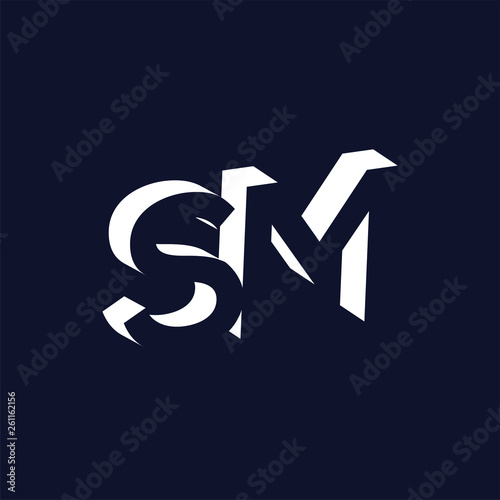 SM Initial Letter logo in negative space vector template