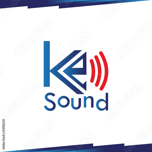 Ke Initial Letter Logo sound Vector Template