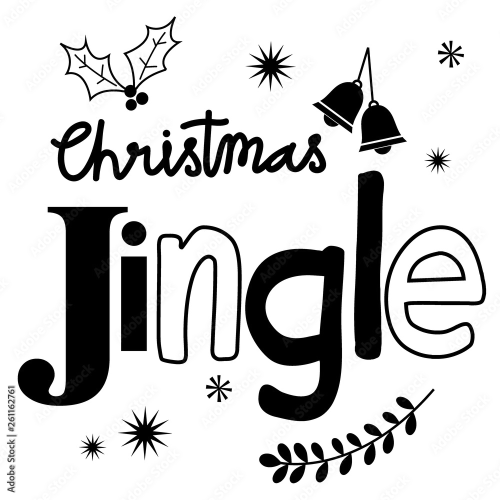 Naklejka premium Christmas Jingle bell design with black and white colour
