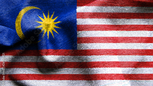 Photography High resolution Malaysia flag flowing with texture fabric detail