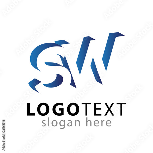 SW Initial Letter logo in negative space vector template
