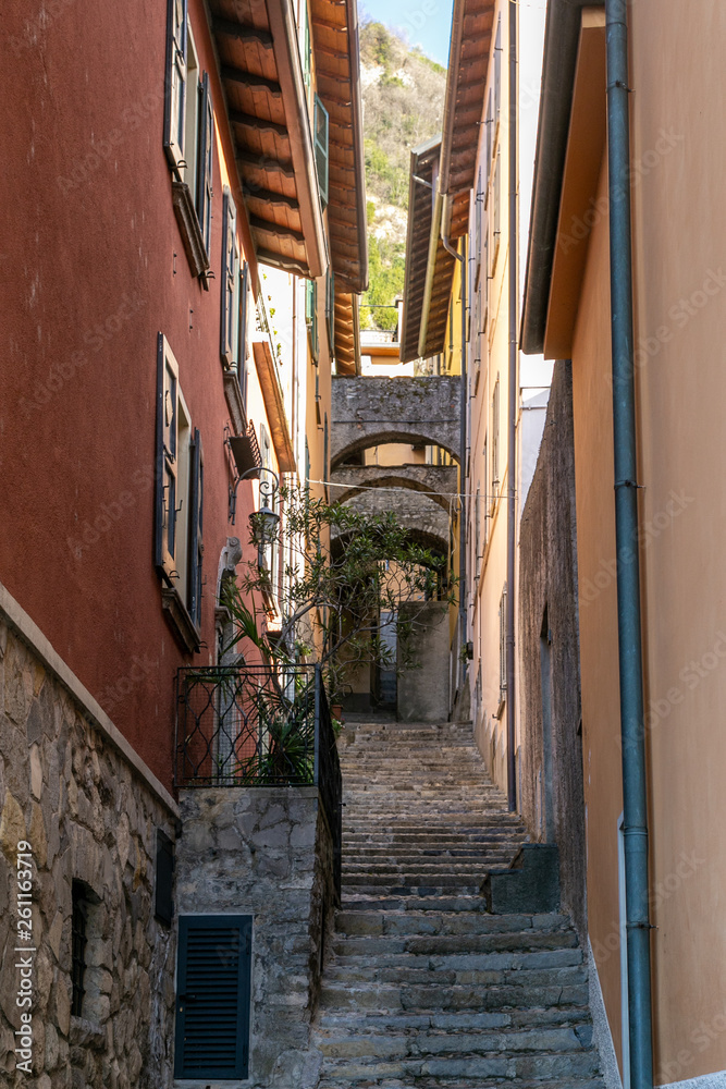 View on a tiny Alley in Varenna, Como Lake