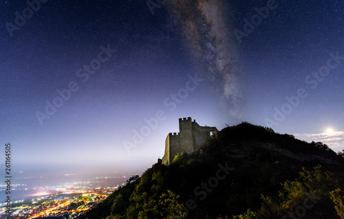 Milky way above old castle