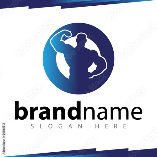 O Letter with Muscular Fitness vector template