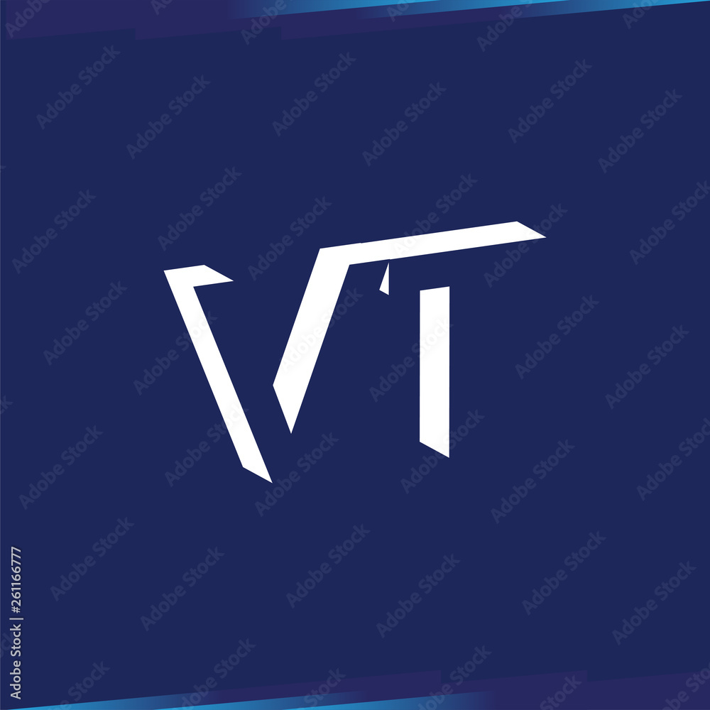 VT Initial Letter logo in negative space vector template