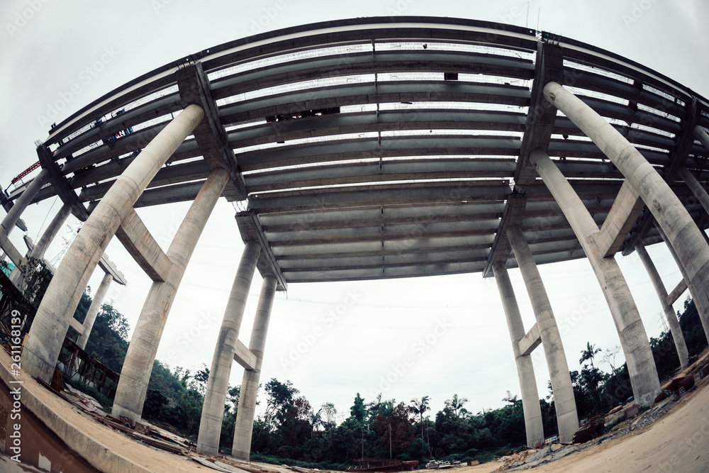Obraz premium Heavy industrial equipment for build superhighway at construction site for mega project in China