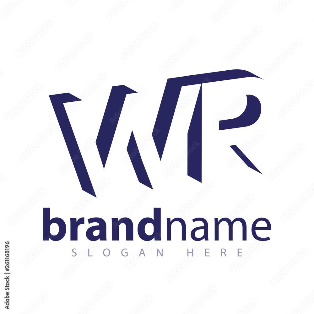 WR Initial Letter logo in negative space vector template