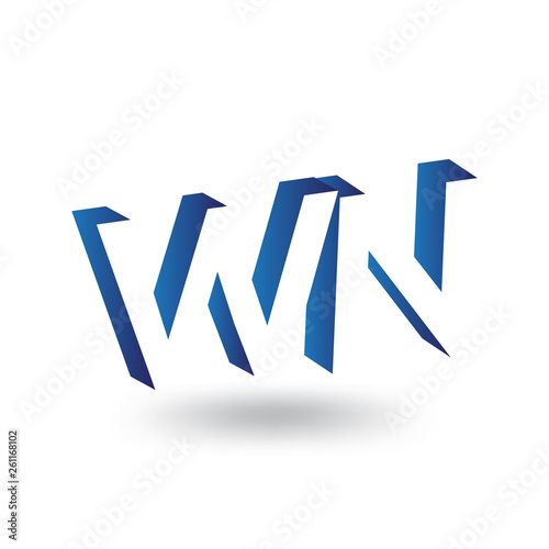 W N Initial Letter logo in negative space vector template