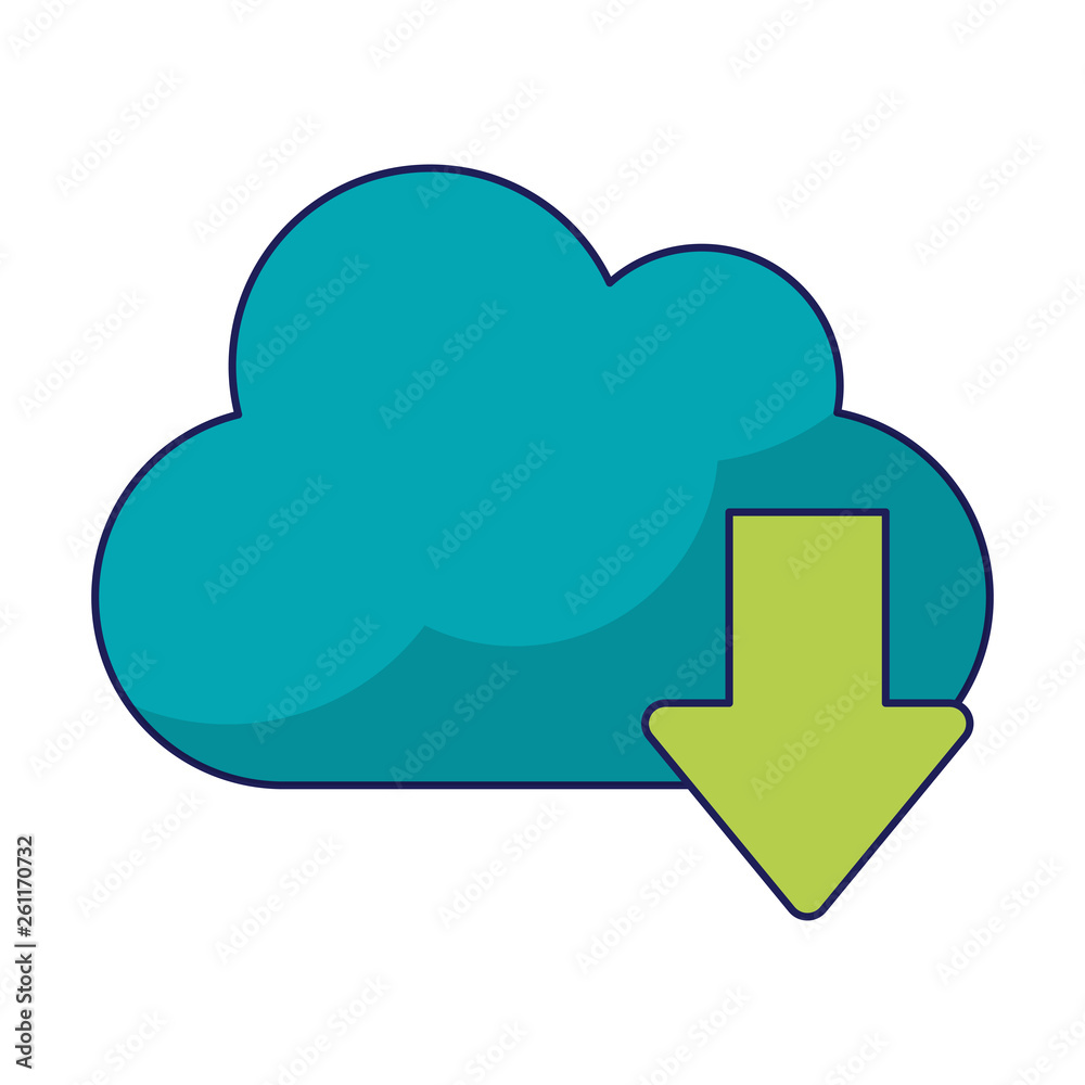 Cloud computing download symbol blue lines Cloud computing download symbol blue lines