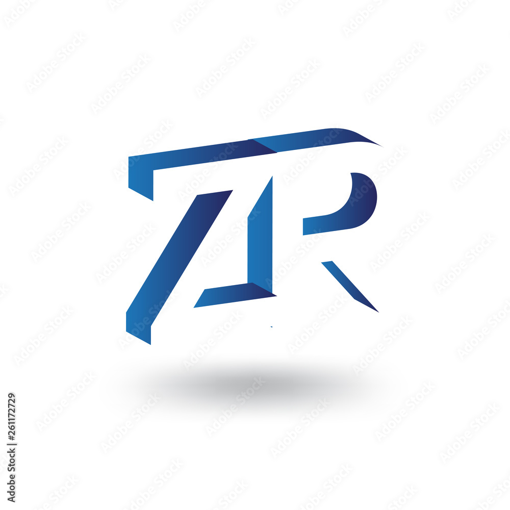 Z R Initial Letter logo in negative space vector template