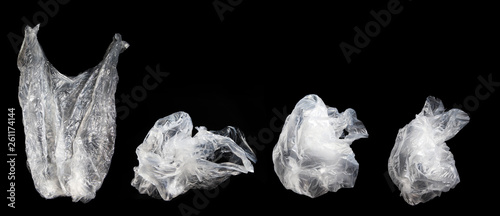 Obraz na plátně Set of Plastic waste bags object isolated on black background