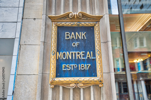 Toronto, Canada-26 July, 2018: Bank of Montreal, located in the First Canadian Place in Downtown photo