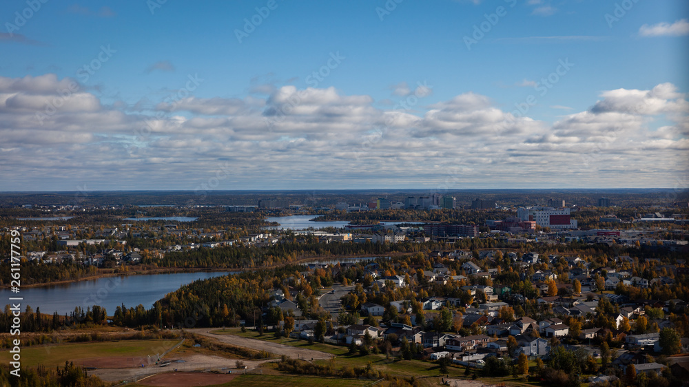 Aerial view of the city of Yellowknife, Canada