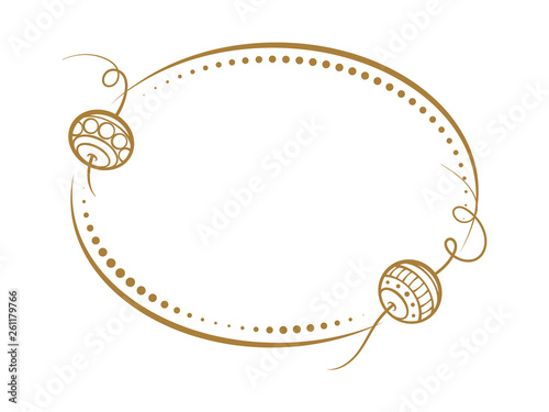 Vector vintage horizontal oval frame with a beads decoration