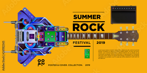 vector illustration summer rock music and guitar festival for banner and poster