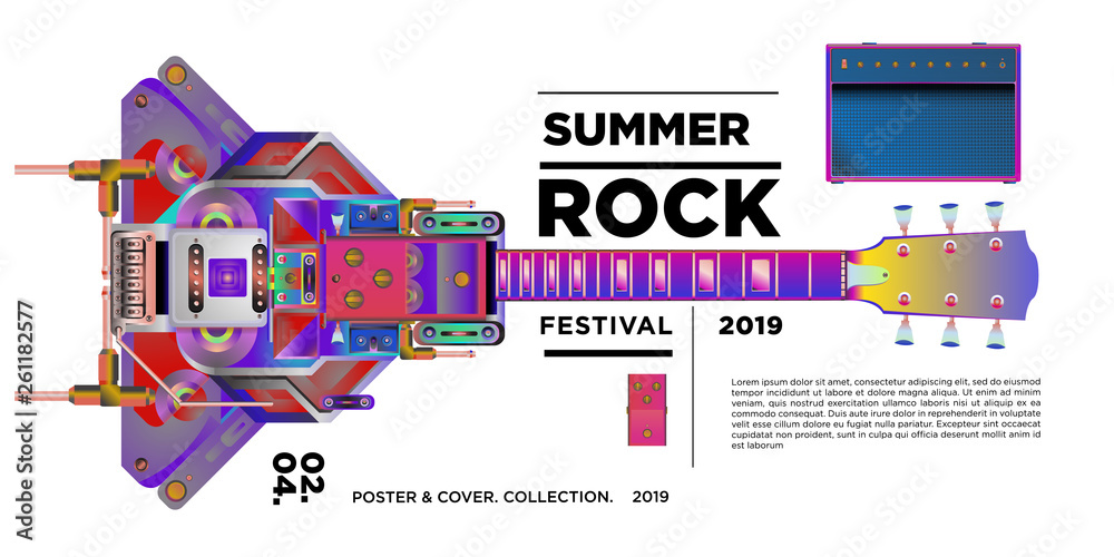 vector illustration summer rock music and guitar festival for banner and poster