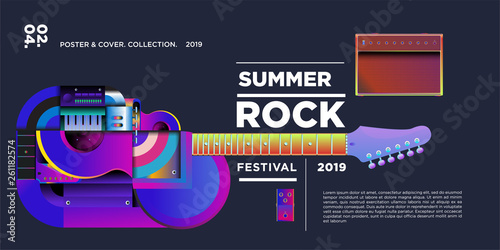 vector illustration summer rock music and guitar festival for banner and poster