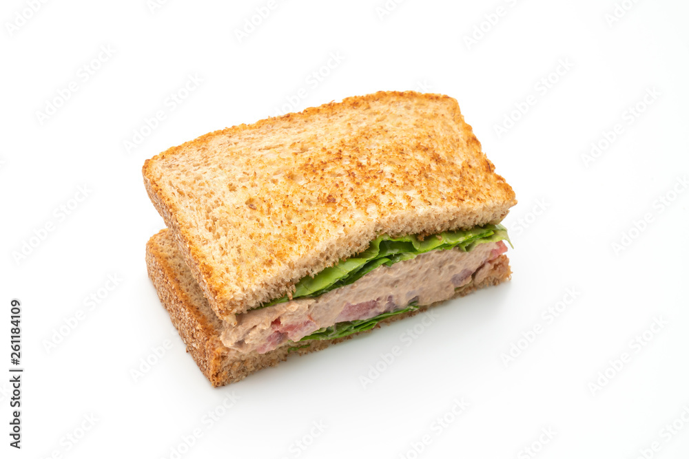 Homemade Tuna Sandwich on white background Homemade Tuna Sandwich on white background