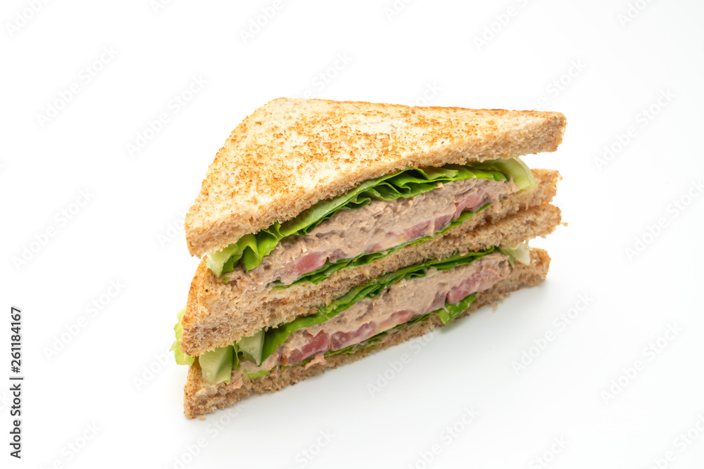 Homemade Tuna Sandwich on white background Homemade Tuna Sandwich on white background