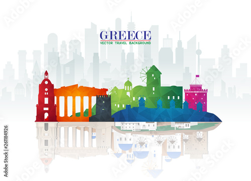 Greece Landmark Global Travel And Journey paper background. Vector Design Template.used for your advertisement  book  banner  template  travel business or presentation.
