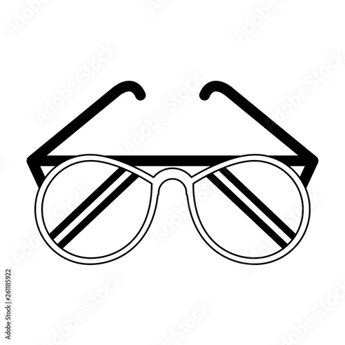 Fashion sunglasses cartoon isolated black and white