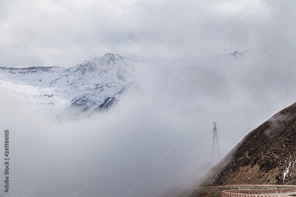 Western Sichuan, China, Baron Hill scenery with snow