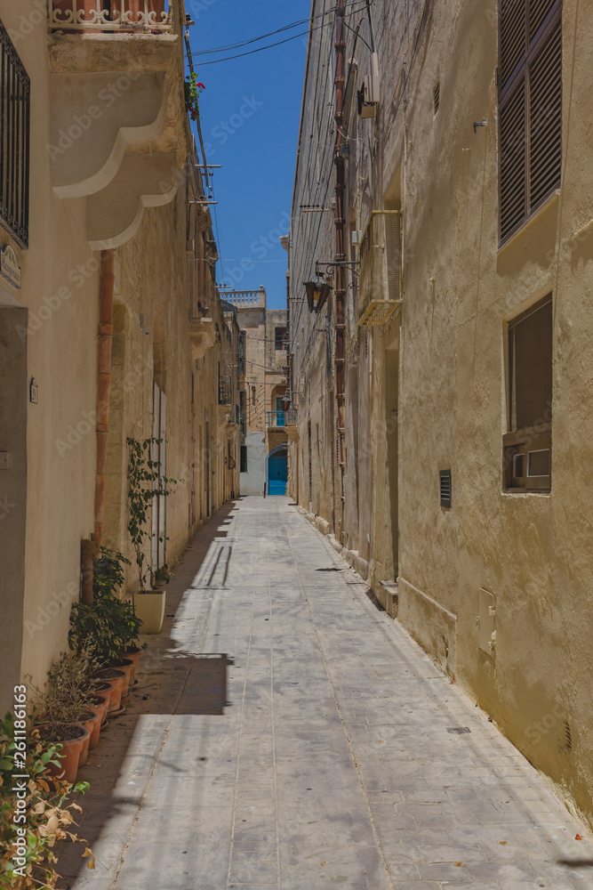 Empty streets and architecture in Rabat, Malta