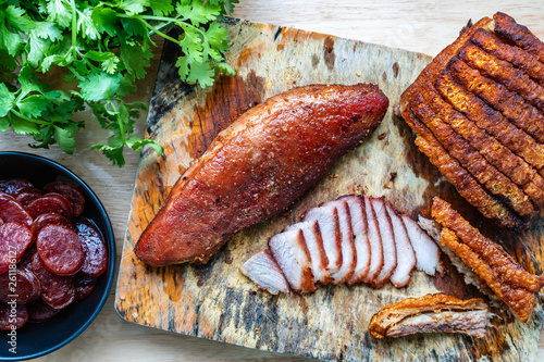 roast pork on wooden cutting board
