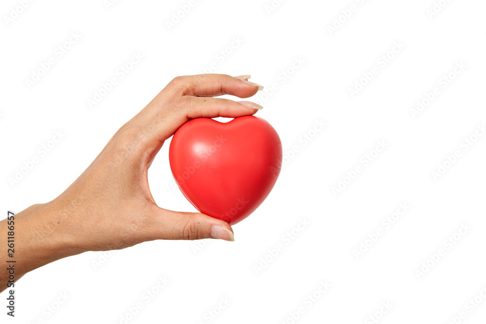 Fototapeta premium Hand holding red heart shaped