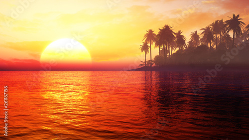 concept art of peaceful tropical environment with majestic sky