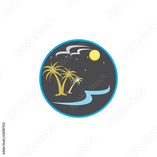 Circle with beach logo design vector